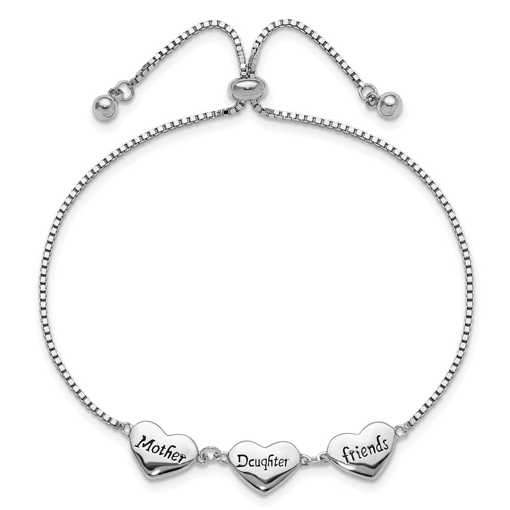 Sterling Silver RH-plated Enamel MOTHER/DAUGHTER/FRIENDS Bracelet QG6274