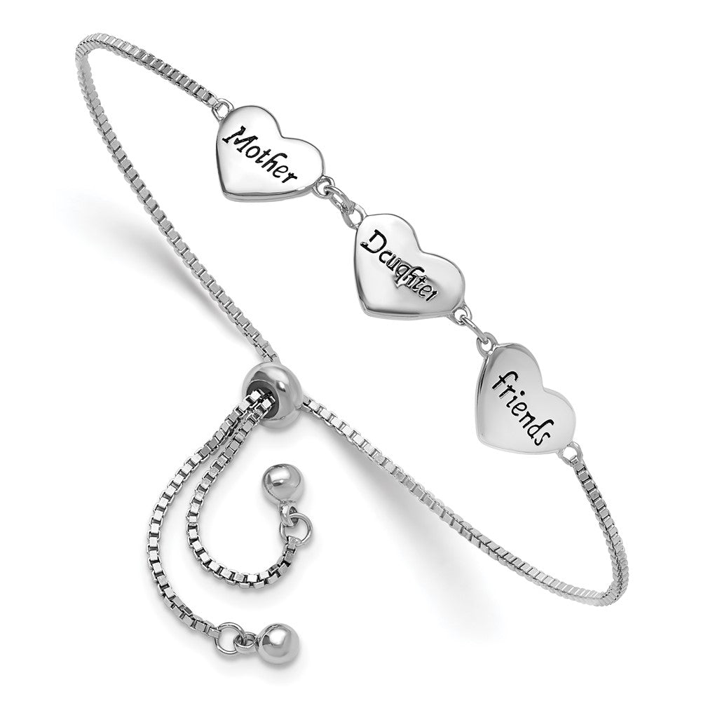 Sterling Silver RH-plated Enamel MOTHER/DAUGHTER/FRIENDS Bracelet QG6274