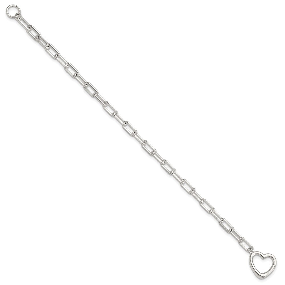 Sterling Silver Open Link 7.25in Heart Clasp Bracelet QG6347-7.25