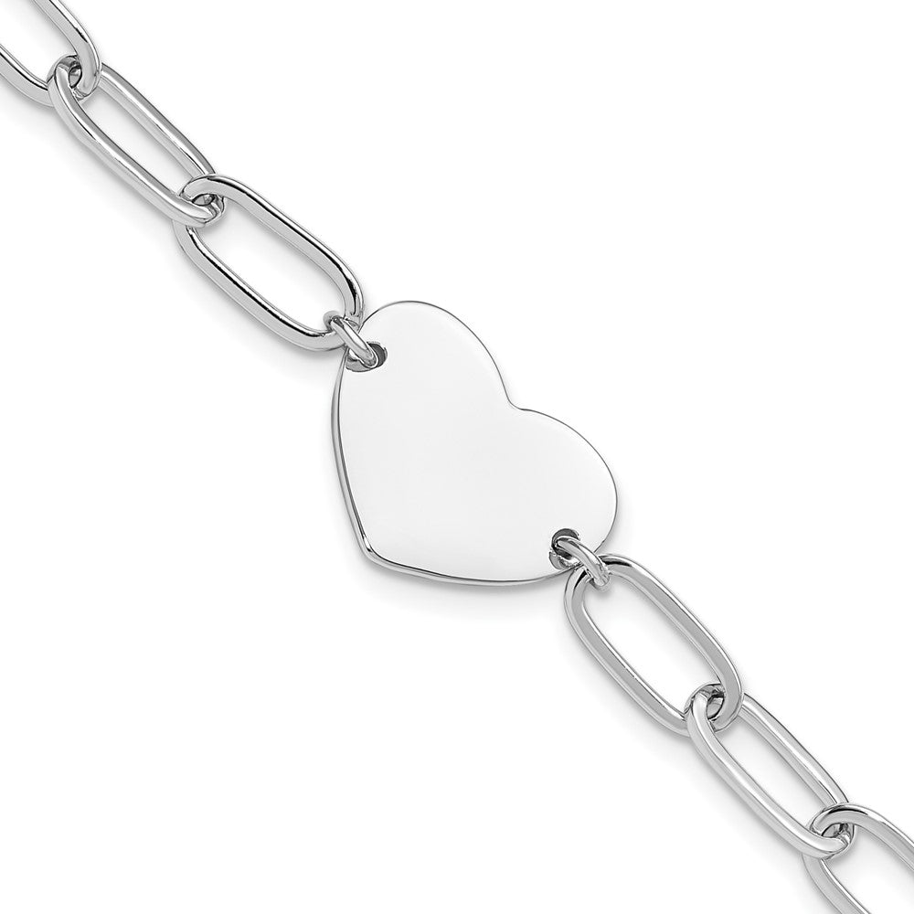 Sterling Silver Rhodium-plated Heart Open Link 7.25in Bracelet QG6358-7.25
