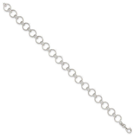 Sterling Silver Polished Circle Link 7.25in Bracelet QG6392-7.25