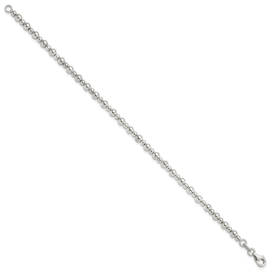 Sterling Silver Rhodium-plated Beaded 7.5in Bracelet QG6420-7.5