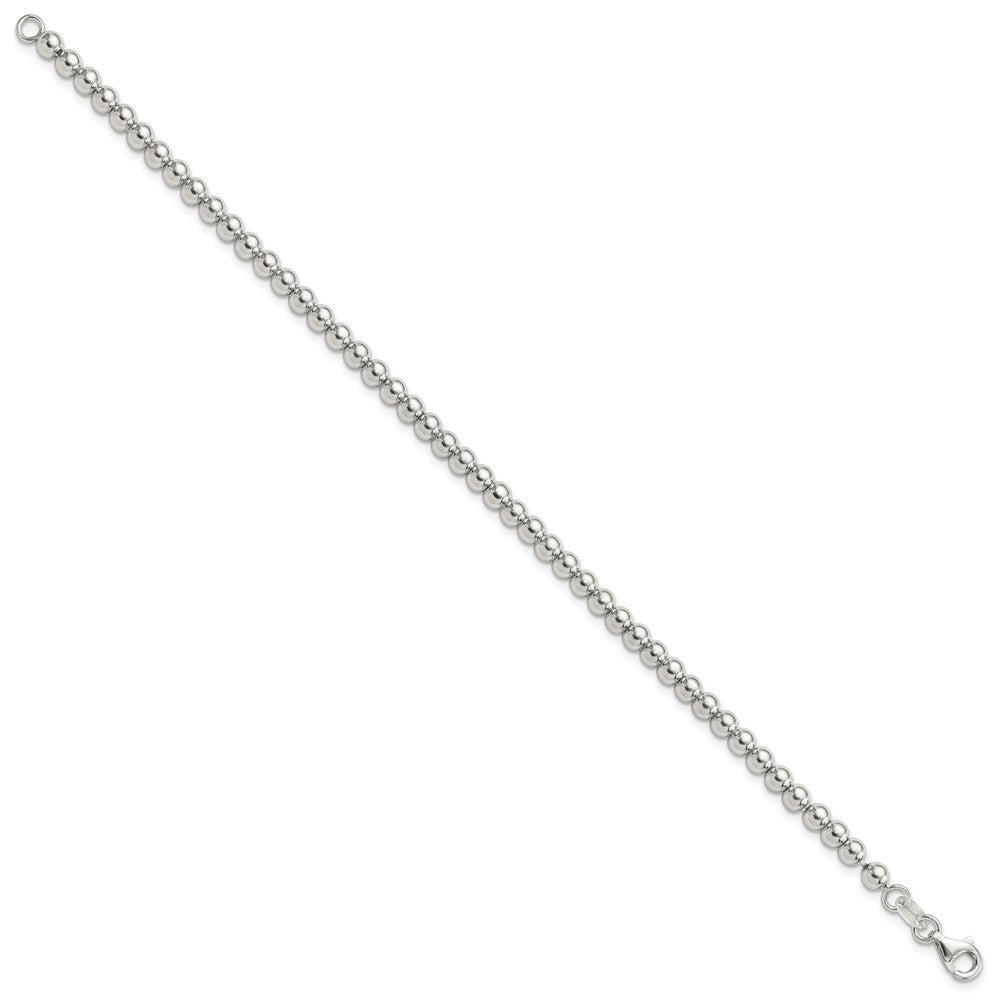 Sterling Silver Rhodium-plated 4mm Beaded 7.5in Bracelet QG6421-7.5