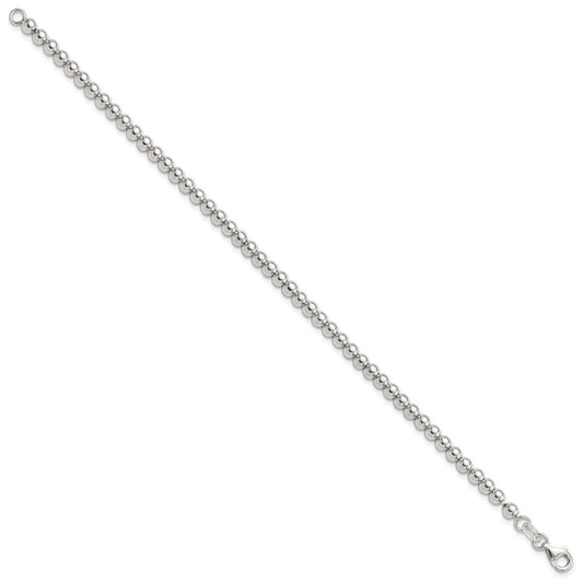 Sterling Silver Rhodium-plated 4mm Beaded 7.5in Bracelet QG6421-7.5