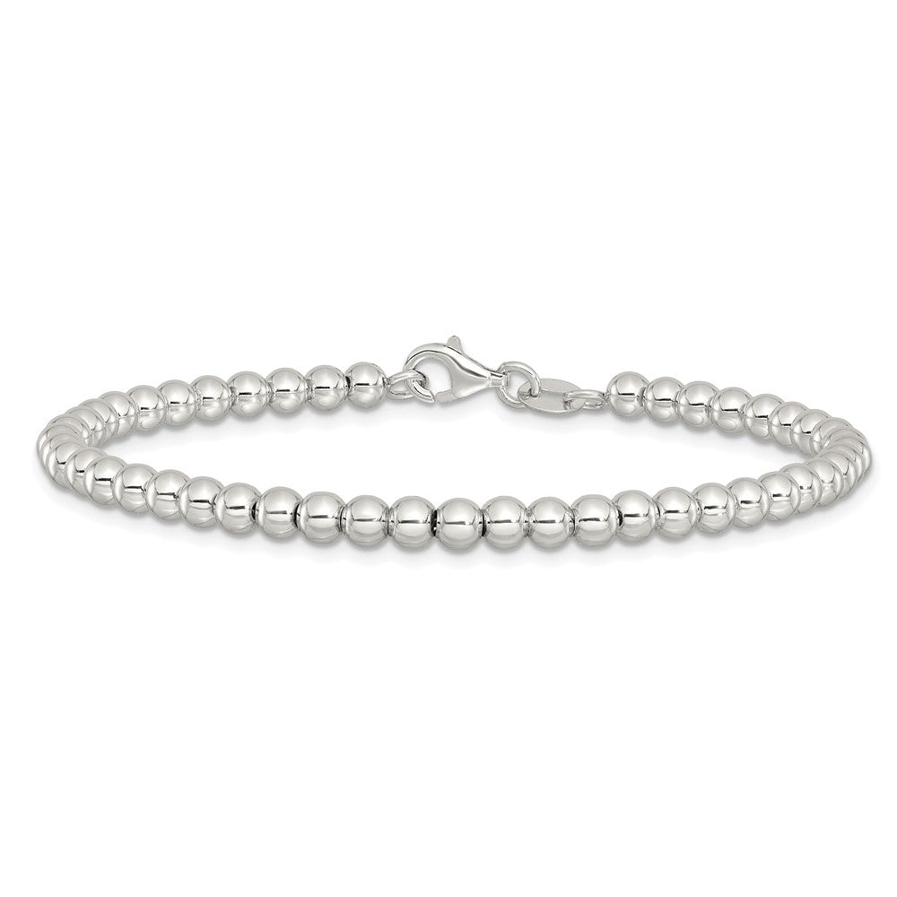 Sterling Silver Rhodium-plated 4mm Beaded 7.5in Bracelet QG6421-7.5