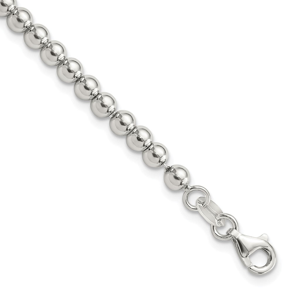 Sterling Silver Rhodium-plated 4mm Beaded 7.5in Bracelet QG6421-7.5