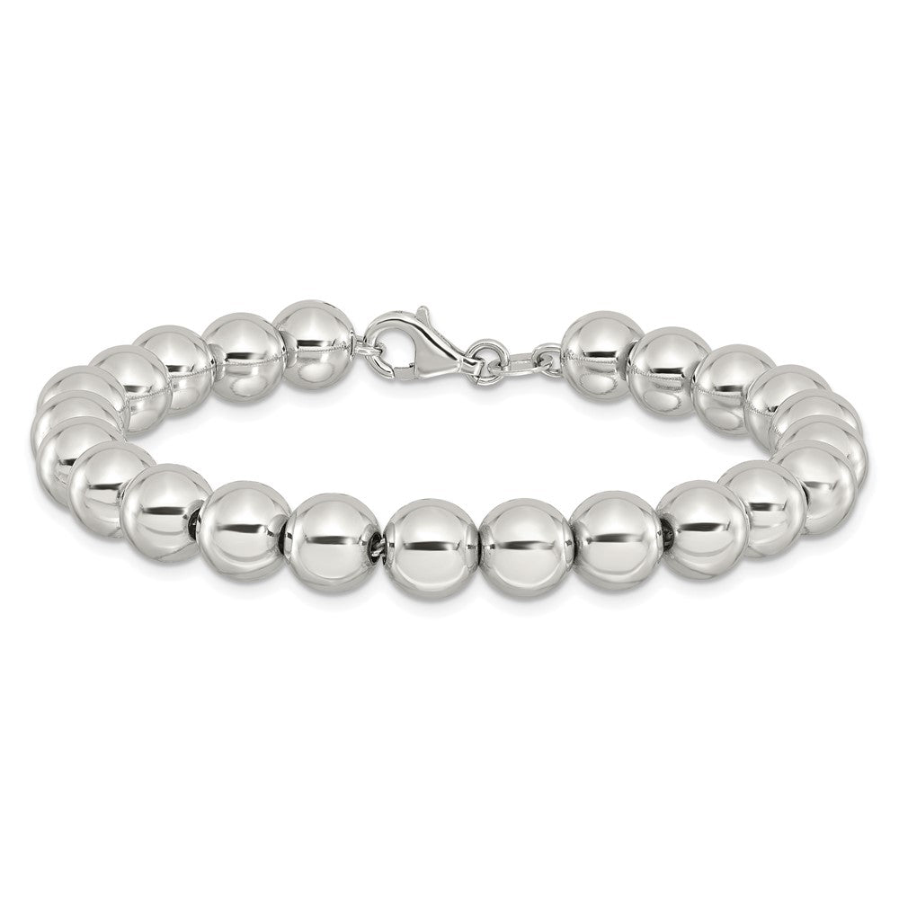 Sterling Silver Rhodium-plated 8mm Beaded 7.5in Bracelet QG6423-7.5