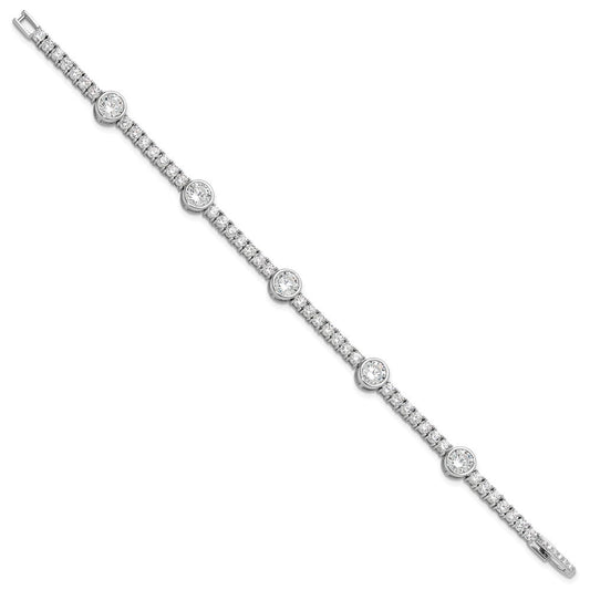 Sterling Silver Rhodium-plated CZ 7in Tennis Bracelet QG6425-7
