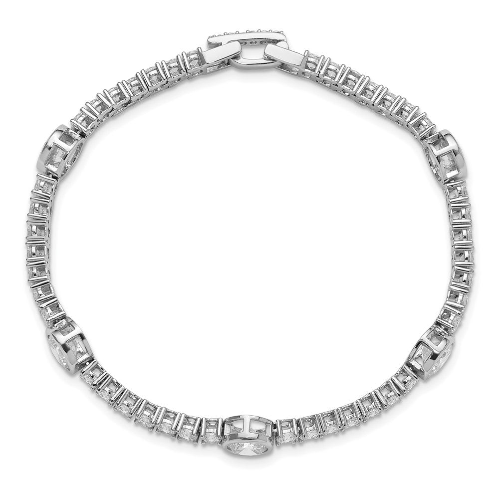 Sterling Silver Rhodium-plated CZ 7in Tennis Bracelet QG6425-7