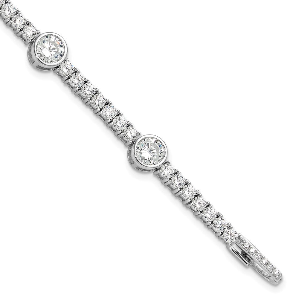 Sterling Silver Rhodium-plated CZ 7in Tennis Bracelet QG6425-7