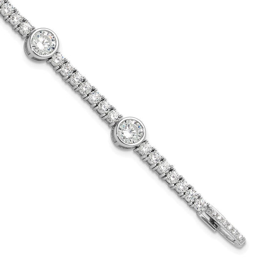 Sterling Silver Rhodium-plated CZ 7in Tennis Bracelet QG6425-7