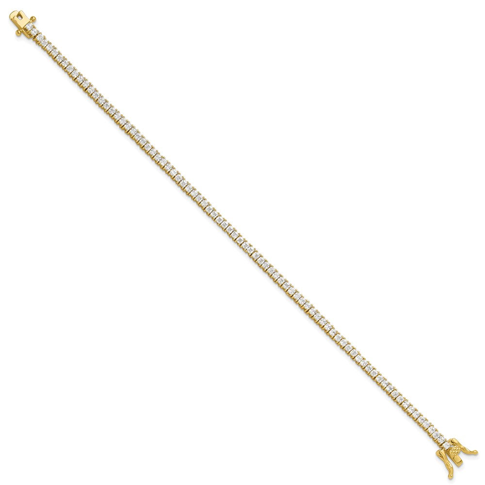 Sterling Silver Gold-tone 3mm Princess Cut CZ 7.75in Tennis Bracelet QG6430GP-7.75