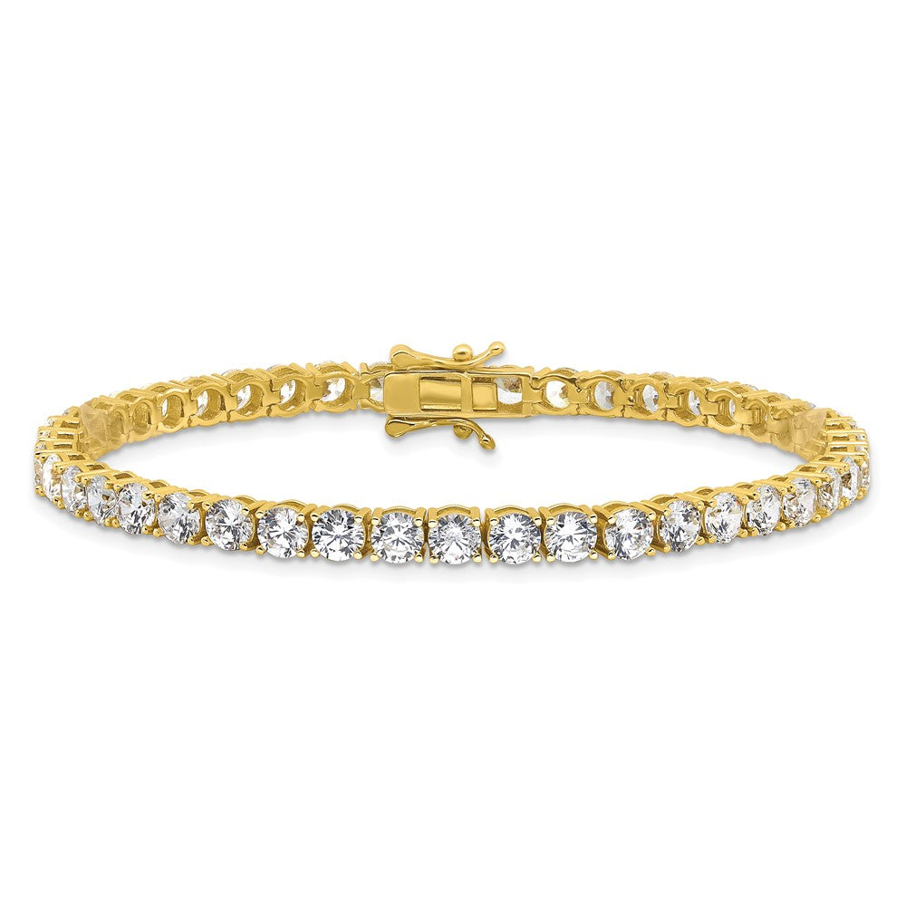 Sterling Silver Gold-tone 4mm CZ 7.5in Tennis Bracelet QG6432GP-7.5