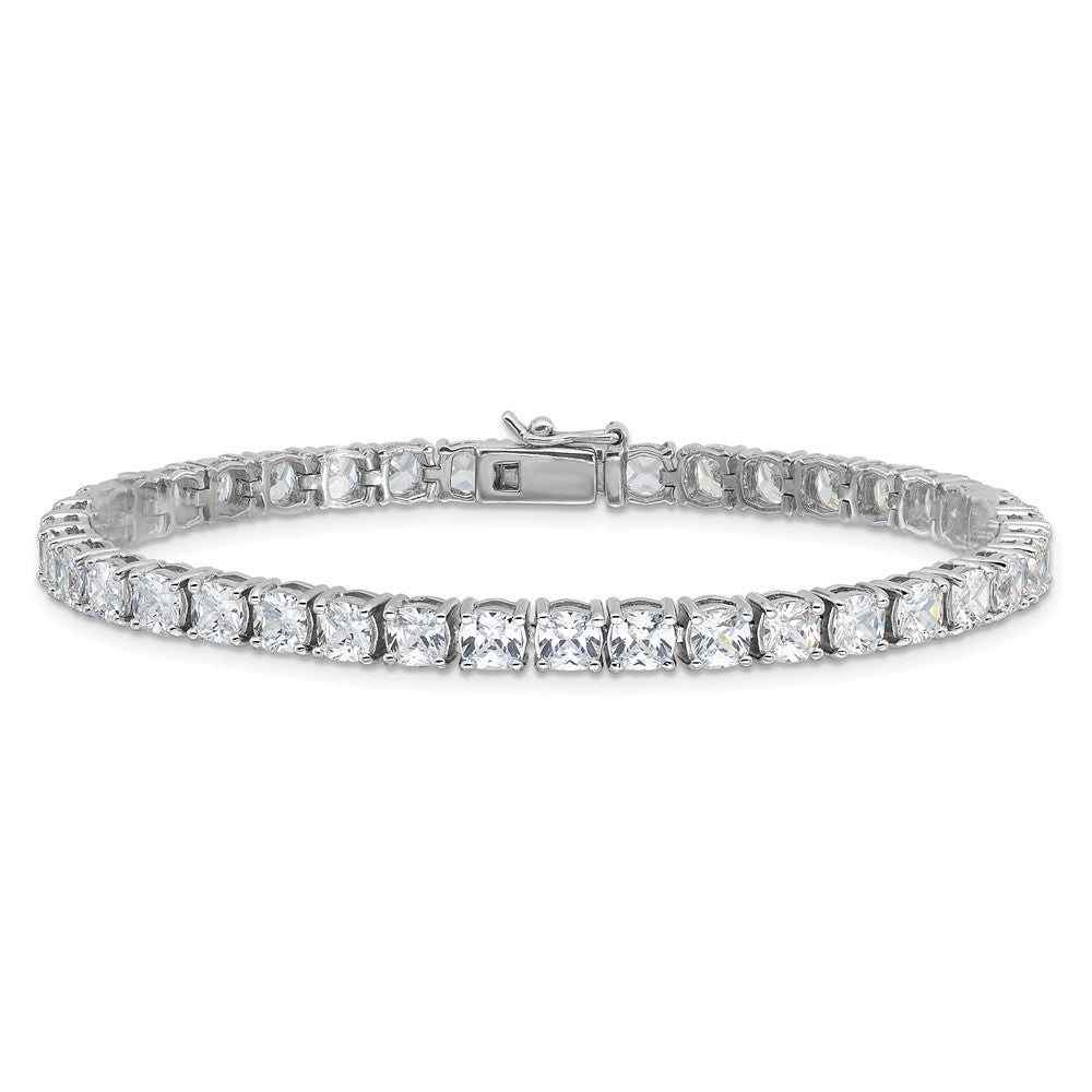 Sterling Silver Rhodium-plated Polished CZ Tennis Bracelet QG6433-7.5