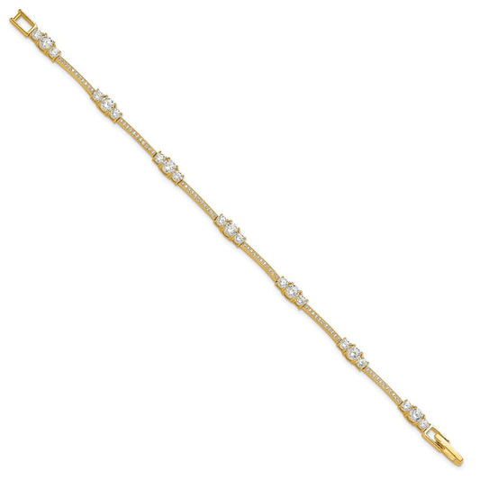 Sterling Silver Gold-tone CZ 7in Bracelet QG6435GP-7