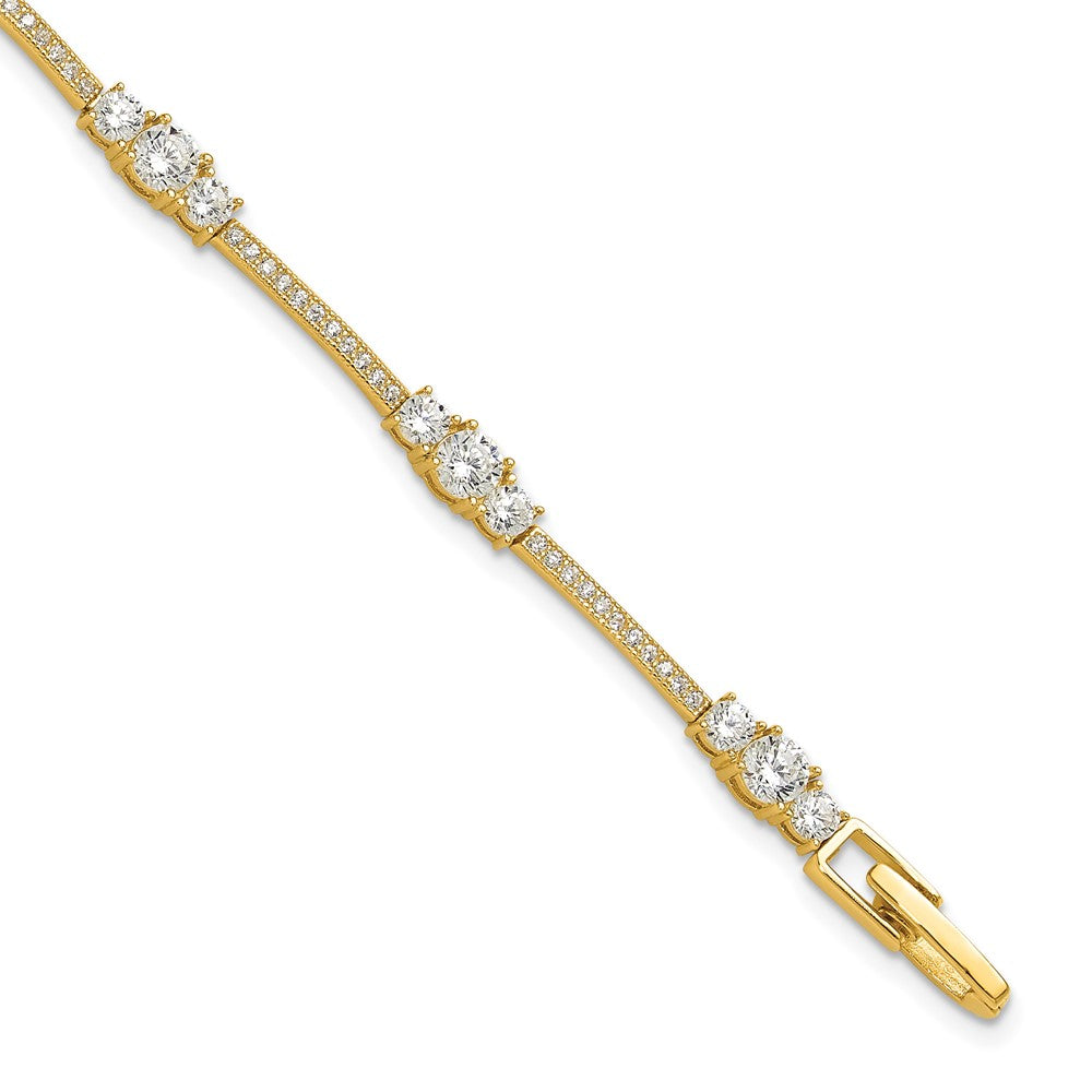 Sterling Silver Gold-tone CZ 7in Bracelet QG6435GP-7