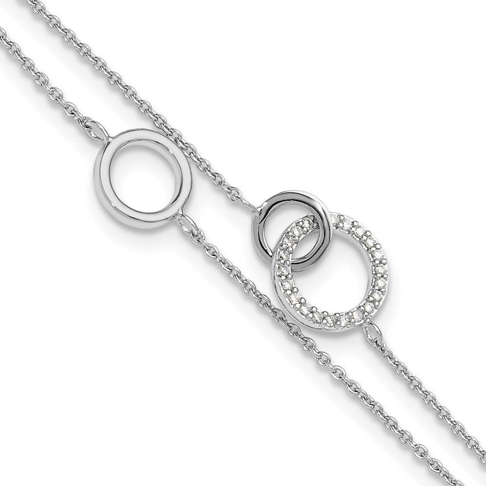 Sterling Silver RH-plated CZ Double Strand Circles w/1.25in Ext Bracelet QG6440-6.5