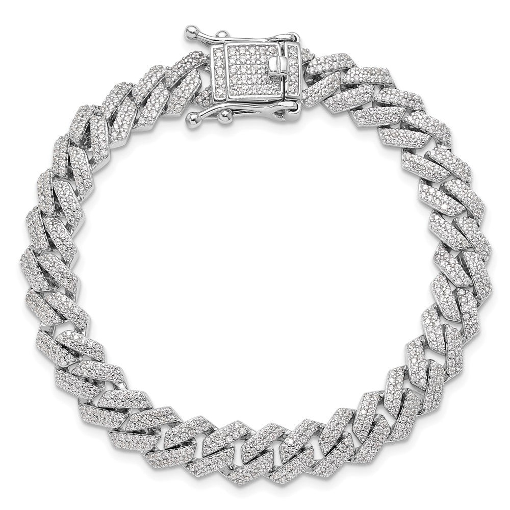 Sterling Silver Rhodium-plated Micro Pav������������������������������������������������������ CZ Monaco Link 7.5in Bracelet QG6454-7.5
