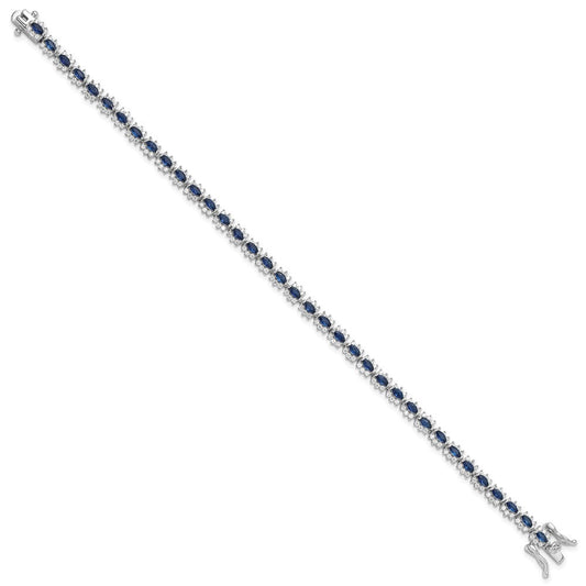Sterling Silver Rhodium-plated with Blue and White CZ 7.5in Bracelet QG6472-7.5