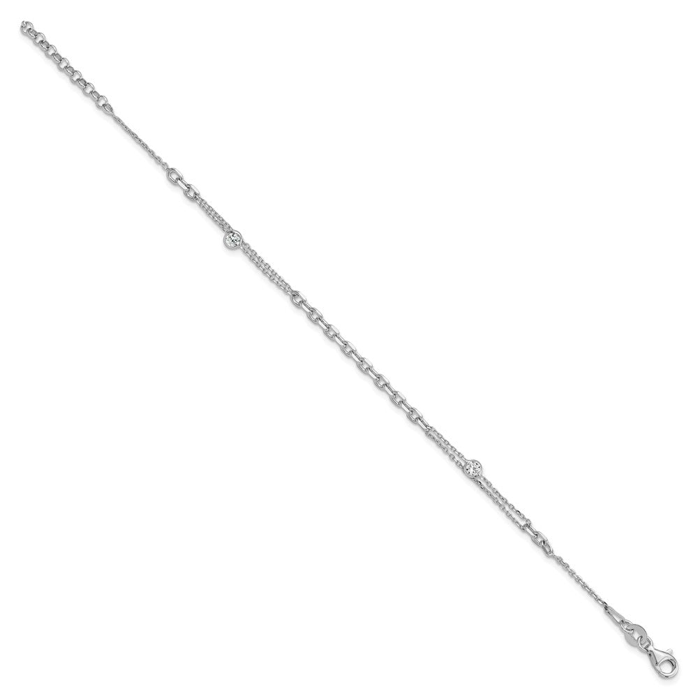 Sterling Silver Rhodium-plated Polished 7in w/1in ext Fancy CZ Bracelet QG6512-7