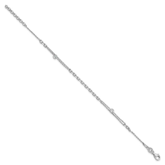 Sterling Silver Rhodium-plated Polished 7in w/1in ext Fancy CZ Bracelet QG6512-7