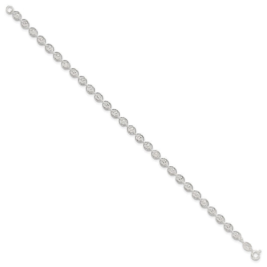 Sterling Silver Polished and Diamond Cut Beaded Bracelet QG6527-7.5