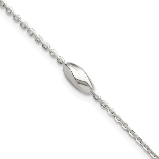 Sterling Silver Polished Fancy Beaded Link 7.5in Bracelet QG6537-7.5
