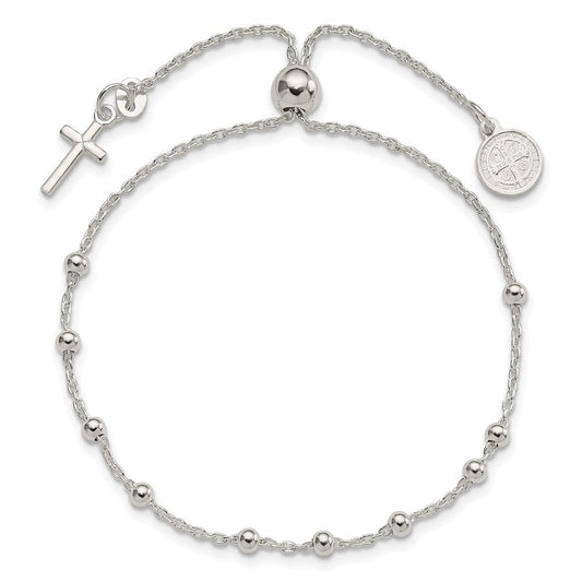 Sterling Silver St. Benedict Adjustable Rosary Bracelet QG6562