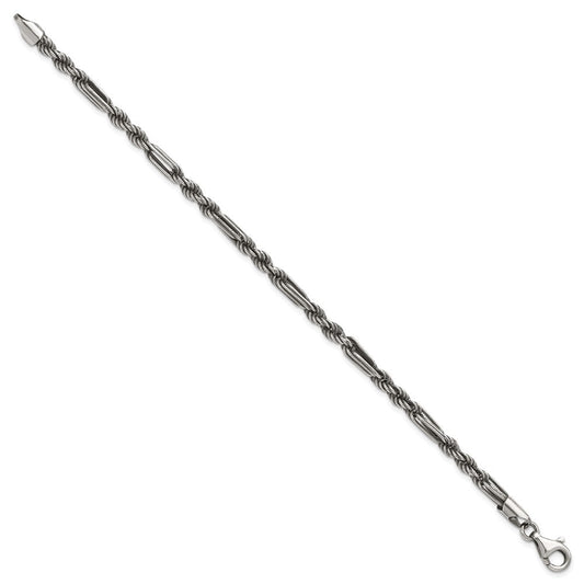 Sterling Silver Antiqued 4.4mm Milano / Figarope Mens 8 inch Bracelet QG6772-8