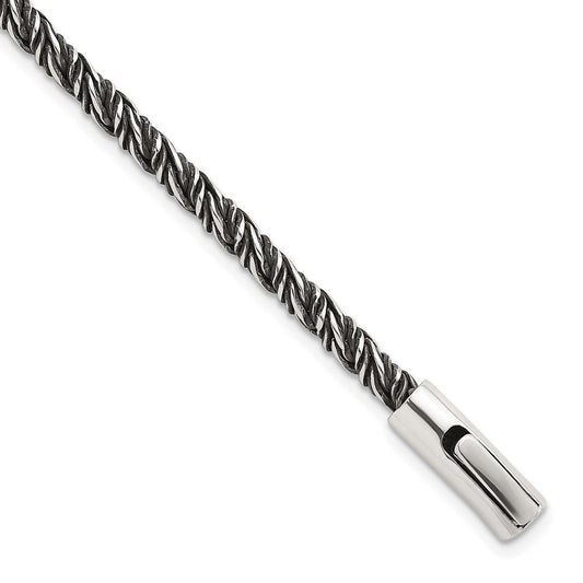 Sterling Silver Antiqued Polished 3.75mm Twisted Franco Chain 8 inch Bracelet QG6774-8