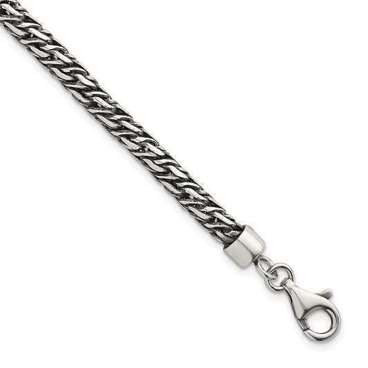 Sterling Silver Rhodium-plated Polished and Antiqued 4.8mm Fancy Link 8 Inch Bracelet QG6775-8