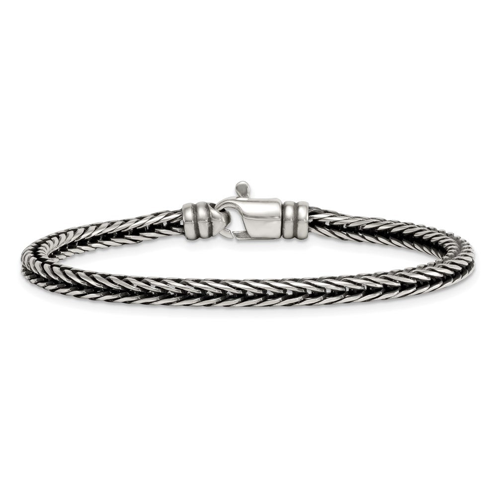 Sterling Silver Antiqued Polished 4.25mm Franco Chain 8 inch Bracelet QG6776-8