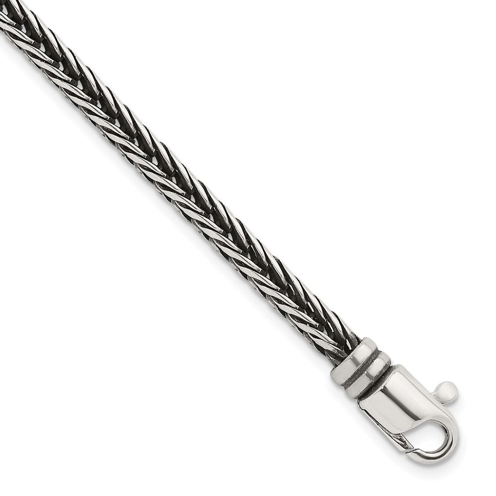 Sterling Silver Antiqued Polished 4.25mm Franco Chain 8 inch Bracelet QG6776-8