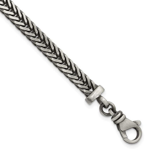 Sterling Silver Antiqued 5.5mm Franco Link Mens 8 inch Bracelet QG6777-8