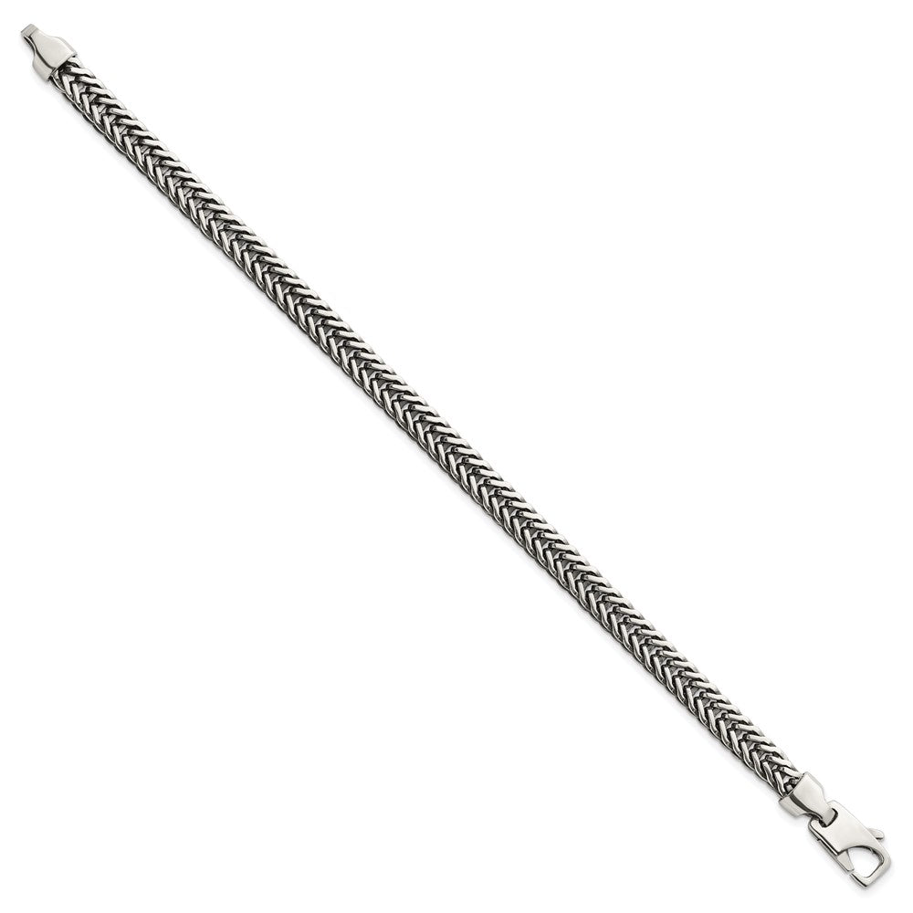 Sterling Silver Antiqued Polished 6mm Wheat Chain 8 inch Bracelet QG6778-8