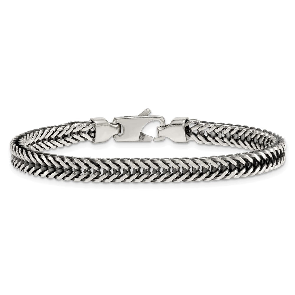 Sterling Silver Antiqued Polished 6mm Wheat Chain 8 inch Bracelet QG6778-8