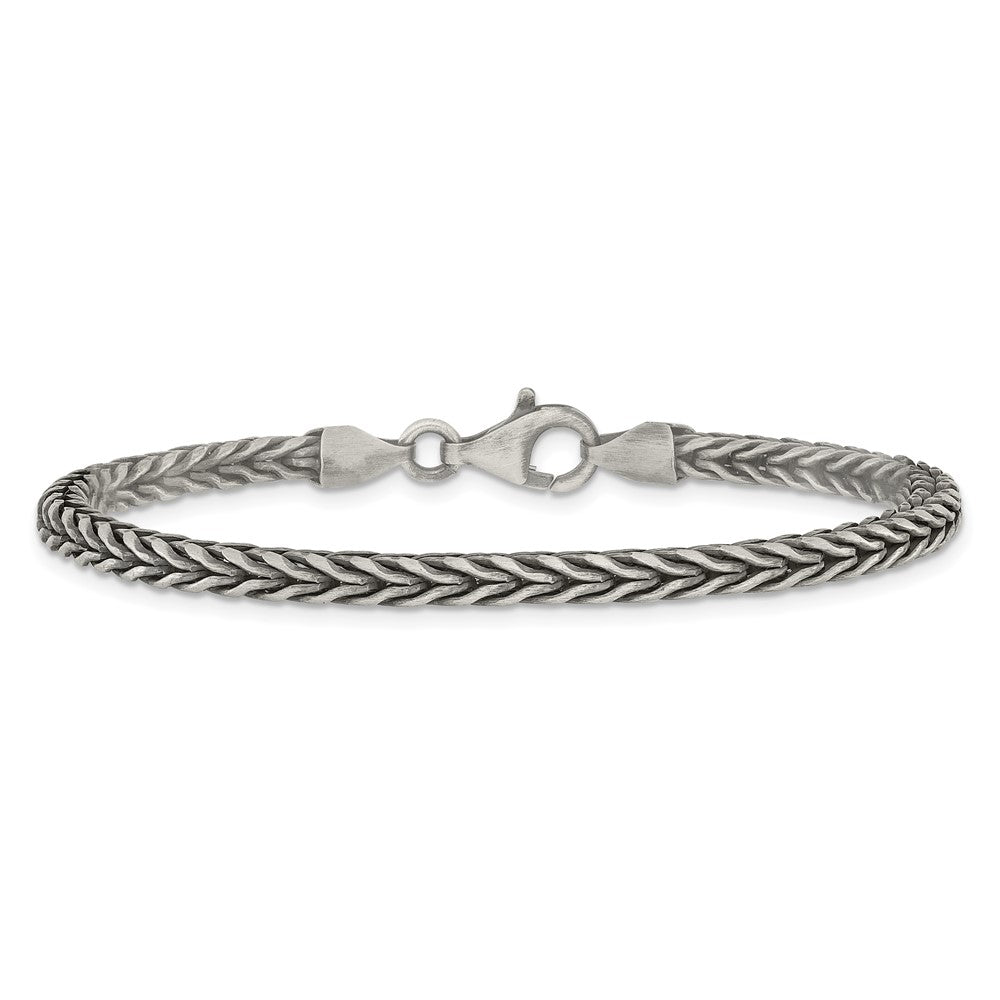 Sterling Silver Antiqued 3.9mm Wheat Link Mens 8 inch Bracelet QG6779-8