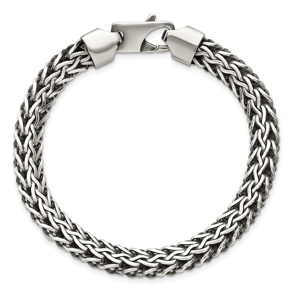 Sterling Silver Antiqued Polished 8.25mm Fancy Chain 7.75 inch Bracelet QG6781-7.75