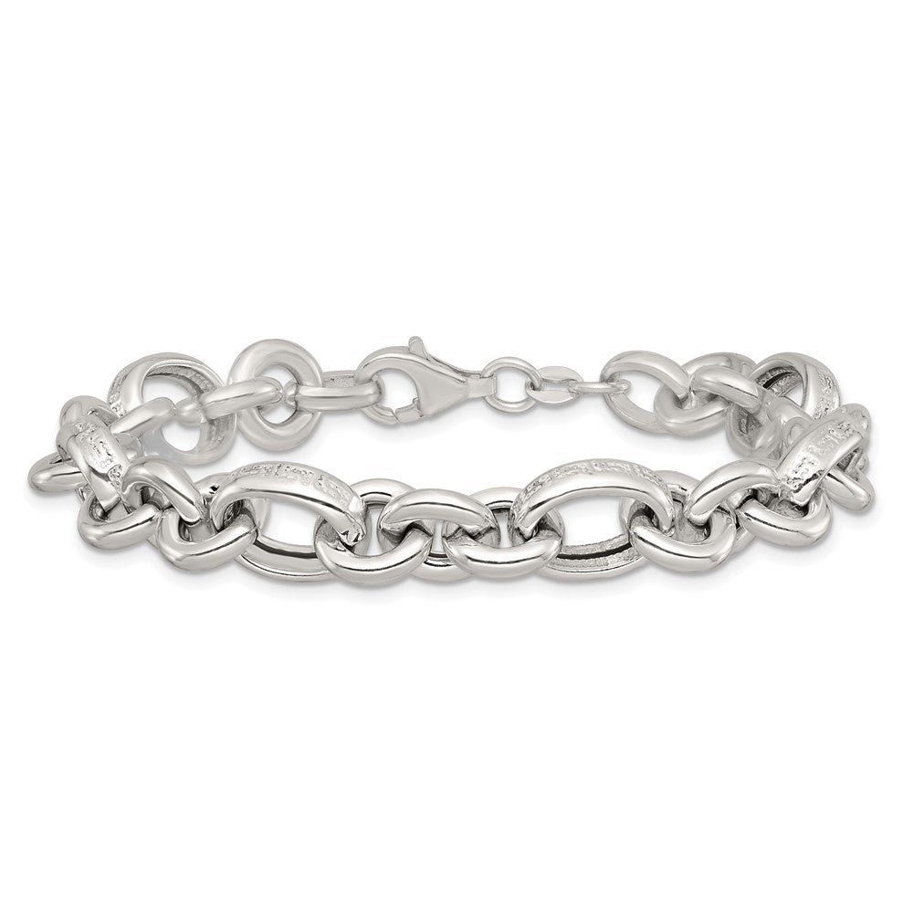 Sterling Silver Polished and Greek Key Links 7.5 inch Bracelet QG6814-7.5