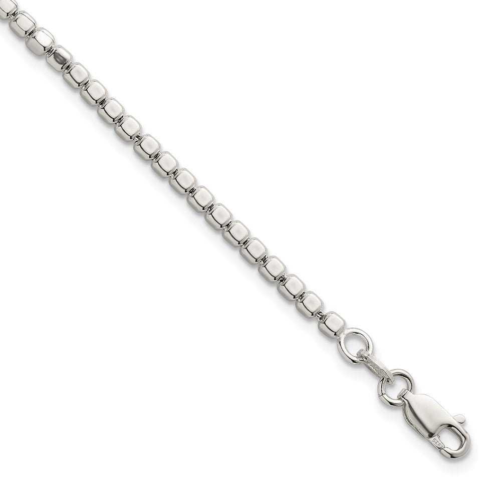 Sterling Silver Polished and Square Beaded 7 Inch with 1 Inch Extension Bracelet QG6826-7
