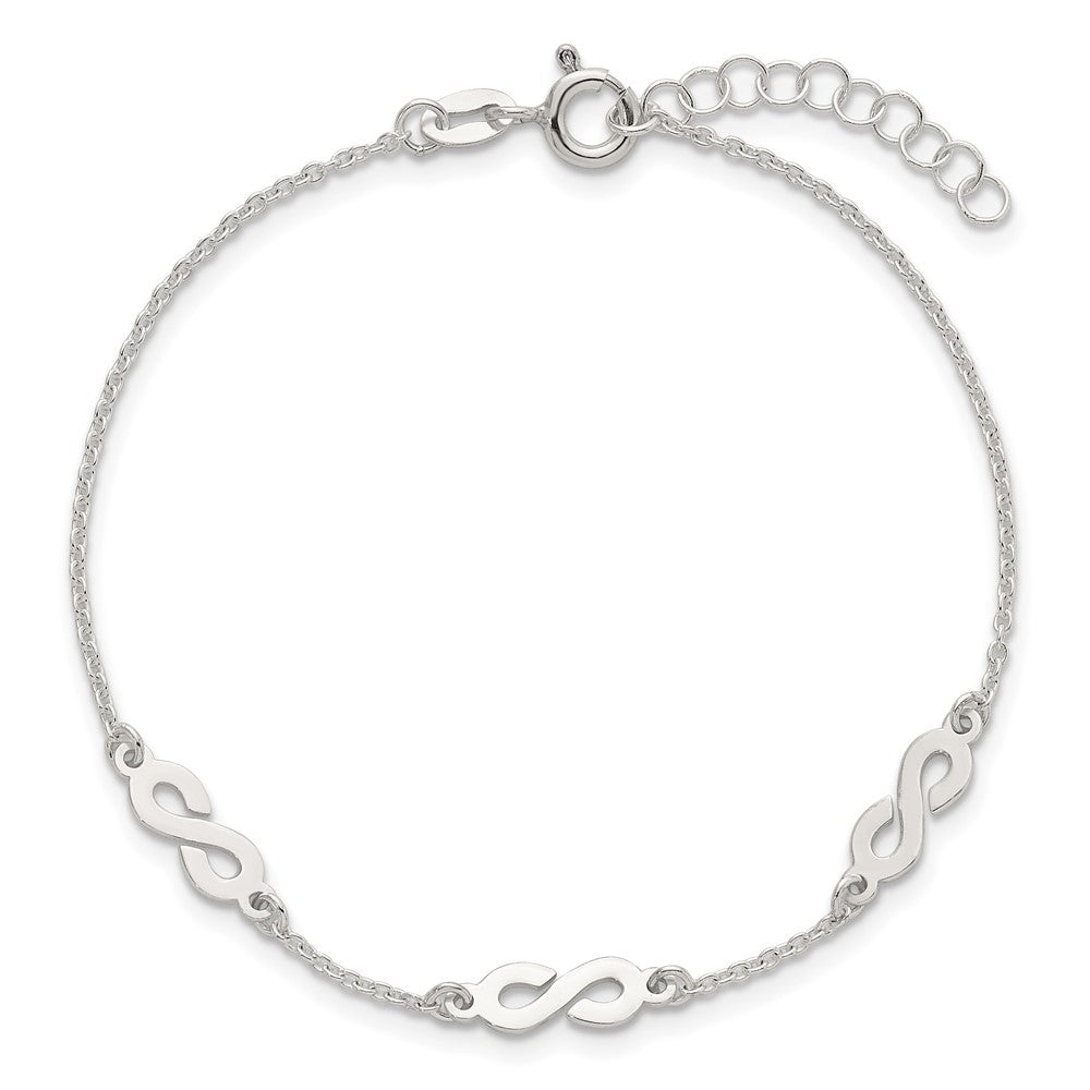 Sterling Silver Polished Infinity 7 inch with 1 inch Extension Bracelet QG6836-7