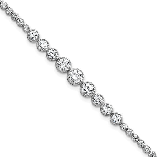 Sterling Silver Rhodium-plated Polished Graduated bezel-set CZ 8 inch Tennis Bracelet QG6858-7