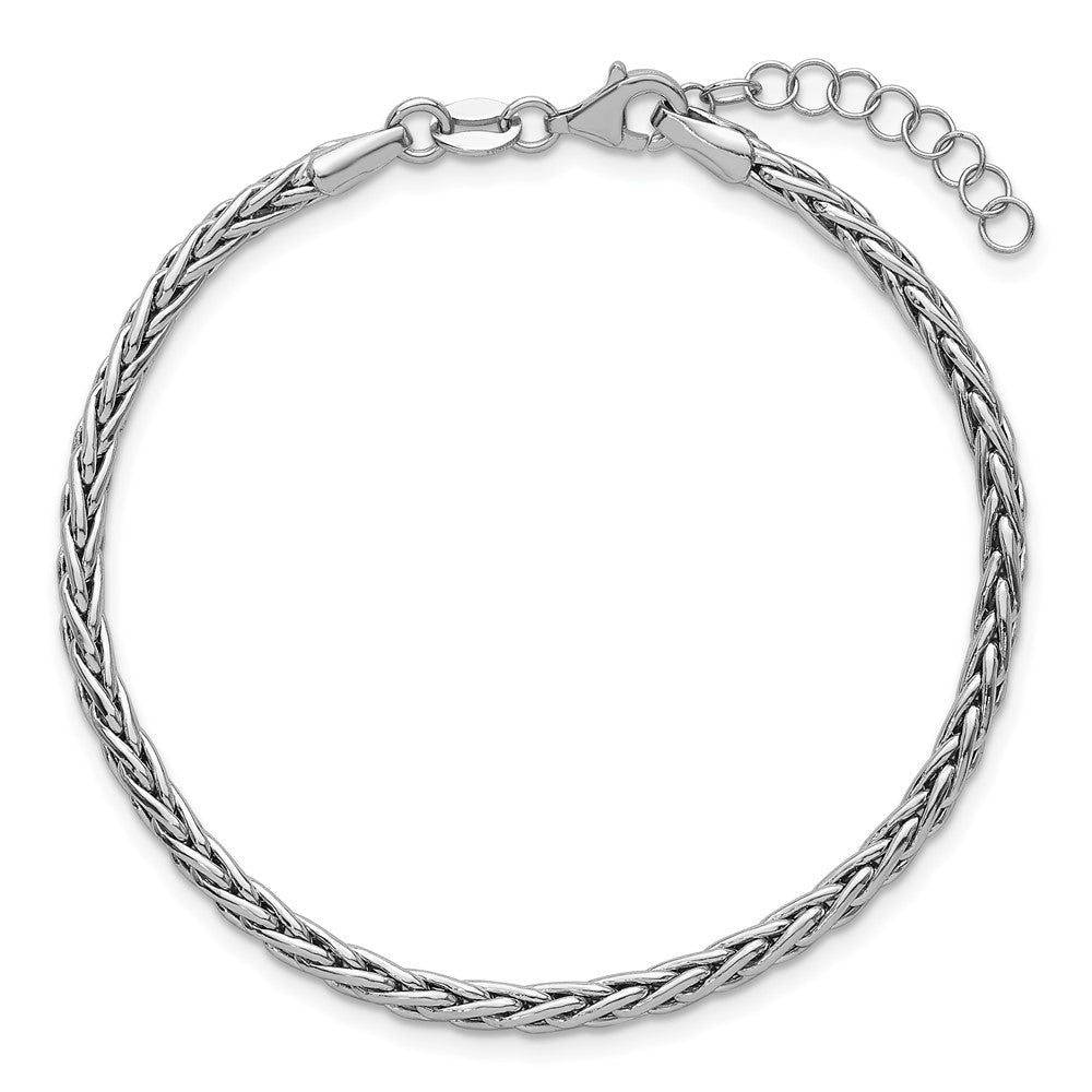 Sterling Silver Rhodium-plated Fancy Braided Link 7 inch with 1 inch Extender Bracelet QG6914-7