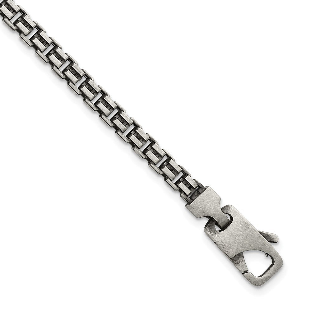 Sterling Silver Antiqued Brushed 4.00mm Fancy Box Link 7.75 inch Bracelet QG6915-7.75