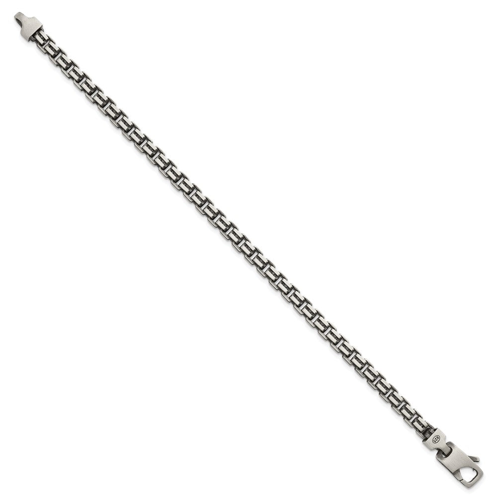 Sterling Silver Antiqued Brushed 5.00mm Fancy Box Link 7.75 inch Bracelet QG6916-7.75
