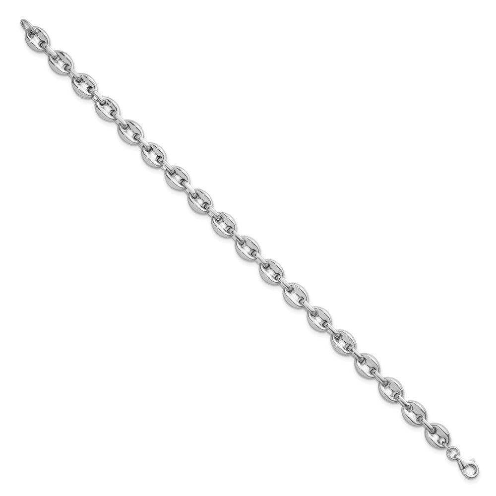 Sterling Silver Rhodium-plated Polished 7mm Puffed Mariner Link 7.75 inch Bracelet QG6919-7.75
