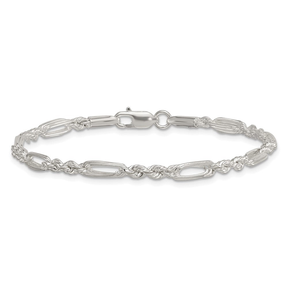 Sterling Silver Polished 4.0mm Figaro Rope 7.5 Inch Bracelet QG6925-7.5