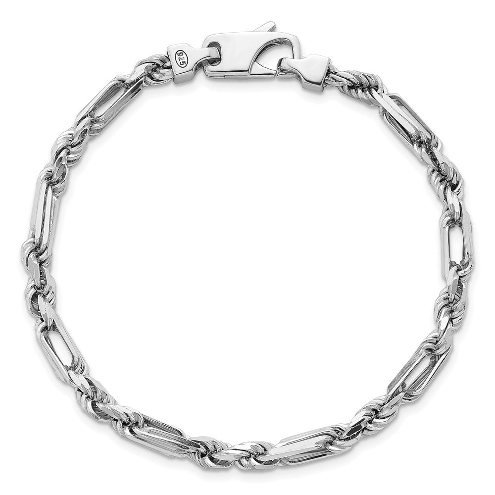 Sterling Silver Rhodium-plated Polished 4.75mm Figaro Rope Chain 8 inch Bracelet QG6928-8