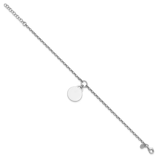 Sterling Silver Rhodium-plated Polished 7 inch with 1 inch extender Round Disc Bracelet QG6936-7