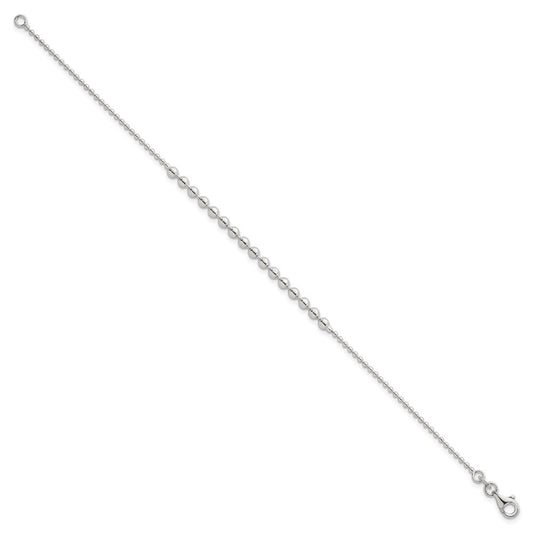 Sterling Silver Polished Center Beaded 7.5 Inch Bracelet QG6943-7.5